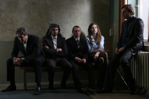 THE SPIES: (L TO R) JEFF GOLDBLUM, MARK ZAK, JEWGENIJ SITOCHIN, SAFFRON BURROWS, & PETER BENEDICT